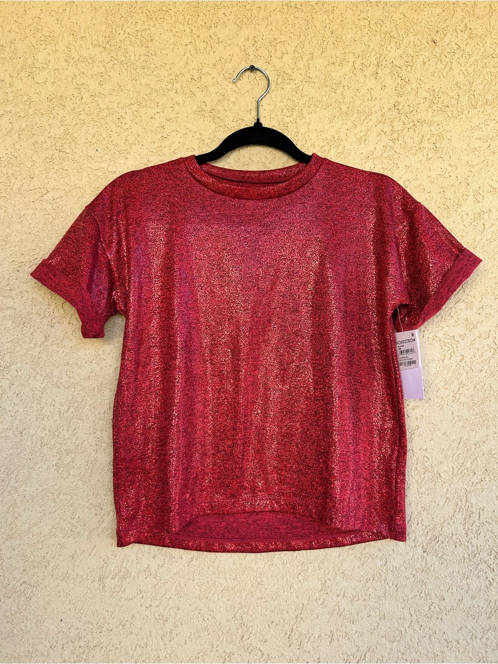 Nordstrom Red Hologram Sparkle Top NWT